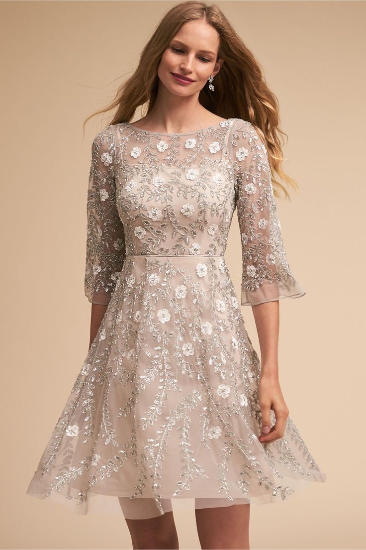 Nwt Anthropologie Bhldn Aidan Mattox Sun Valley Dress $420 Size 4 Silver Floral